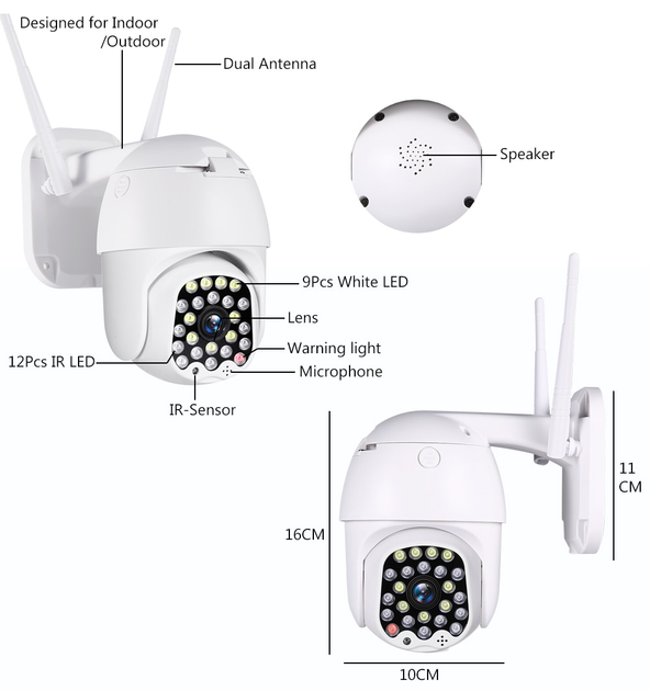 Уличная IP камера видеонаблюдения Wi-Fi цветная Istil 555 2Mp-1080P, PTZ с двухсторонней связью и ночной подсветкой - изображение 6