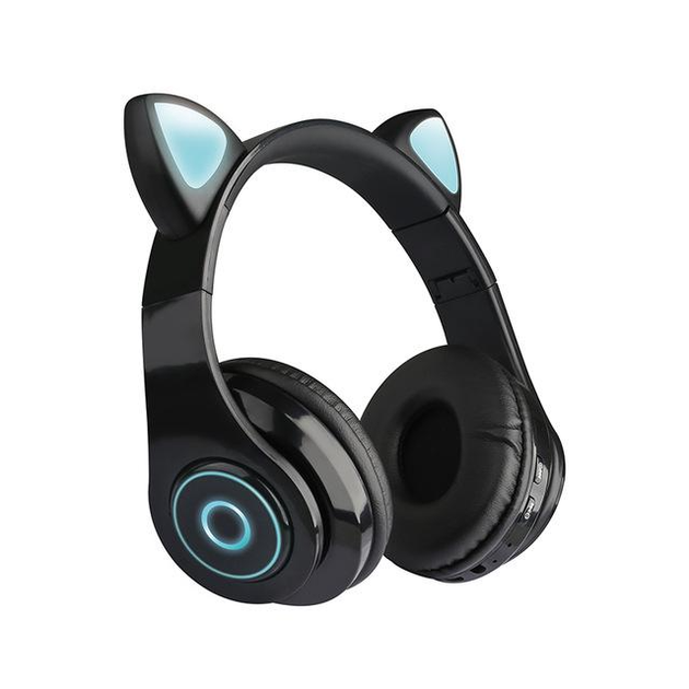 Повнорозмірні навушники бездротові Cat Headset Y 047 Bluetooth з підсвічуванням та котячими вушками Чорні Black - зображення 2