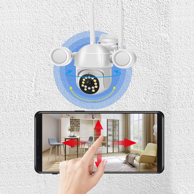Уличная IP Wi-Fi камера видеонаблюдения Visio 580-360° поворотная с удаленным доступом, ночная съемка, влагозащита Белый - изображение 9