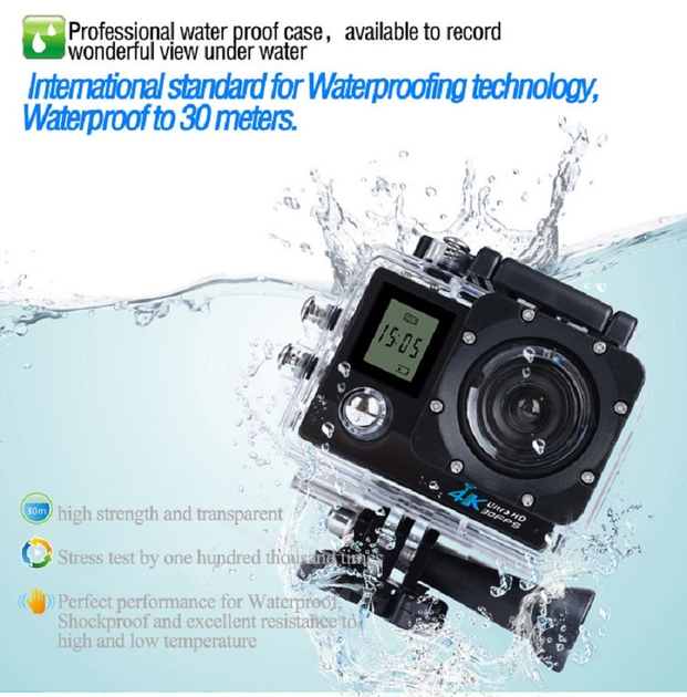 Экшн камера с аквабоксом и набором креплений Action Camera A100 WiFi 4K два экранама Черная + пульт - Фото 4 Экшн камера с аквабоксом и набором креплений Action Camera A100 WiFi 4K два экранама Черная + пульт - изображение 4
