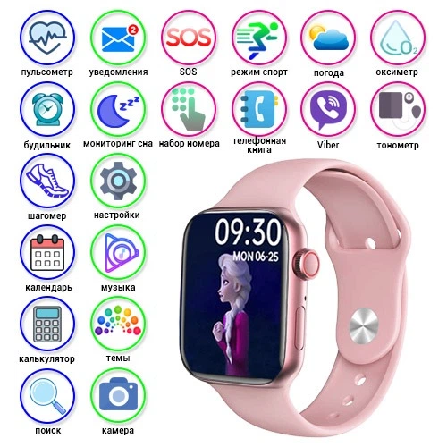 Смарт годинник Smart Watch ip 12-1 -Алюмінієвий корпус, голосовий виклик, режим спорту Pink - зображення 5