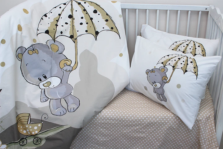 Детский комплект в кроватку Tag Tekstil 100% хлопок Umbrella begie - Фото 2 Детский комплект в кроватку Tag Tekstil 100% хлопок Umbrella begie - изображение 2