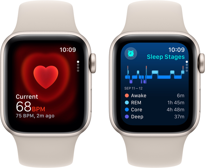 Smartwatch Apple Watch SE (2023) GPS 40mm Starlight Aluminium Case with Starlight Sport Band - S/M (MR9U3) - obraz 5