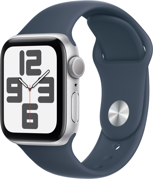 Смарт-годинник Apple Watch SE (2023) GPS 40mm Silver Aluminium Case with Storm Blue Sport Band - S/M (MRE13) - зображення 1
