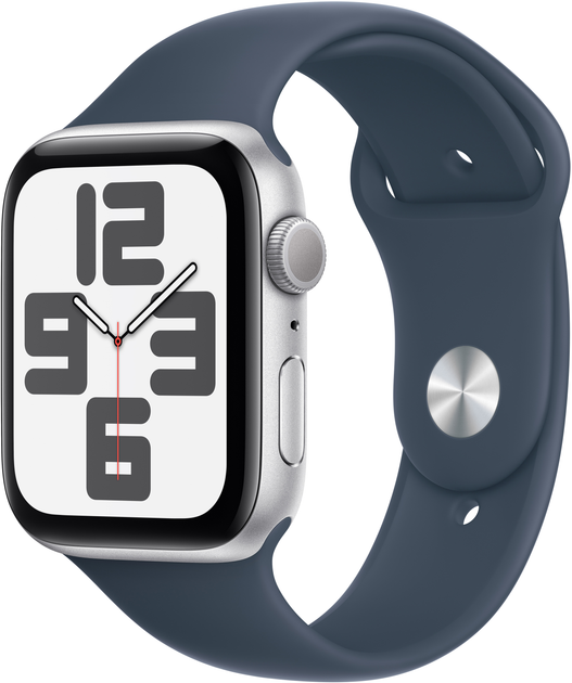 Smartwatch Apple Watch SE (2023) GPS 44mm Silver Aluminium Case with Storm Blue Sport Band - M/L (MREE3) - obraz 1
