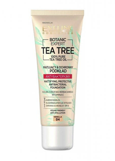 Тональний крем Eveline Botanic Expert Tea Tree Mattifying. Protective Antibacterial Foundation SPF10 04 Vanilla 30 мл (5903416021650) - зображення 1