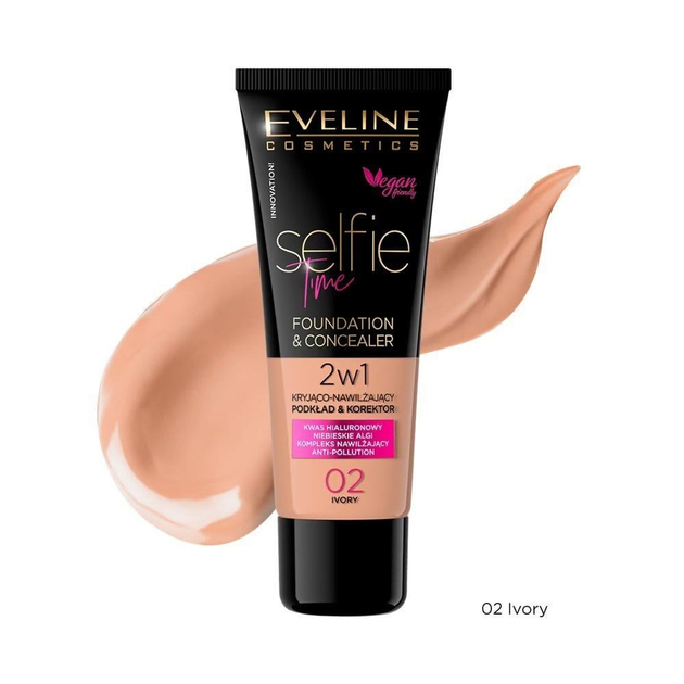 Тональний крем Eveline Selfie Time 2in1 Foundation & Concealer 02 Ivory 30 мл (5903416001751) - зображення 1