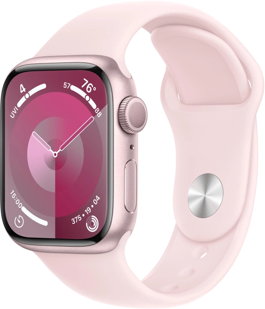 Smartwatch Apple Watch Series 9 GPS 41mm Pink Aluminium Case with Pink Sport Band - M/L (MR943) - obraz 1