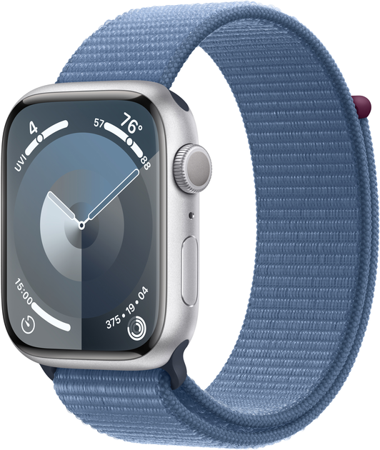 Smartwatch Apple Watch Series 9 GPS 45mm Silver Aluminium Case with Winter Blue Sport Loop (MR9F3) - obraz 1