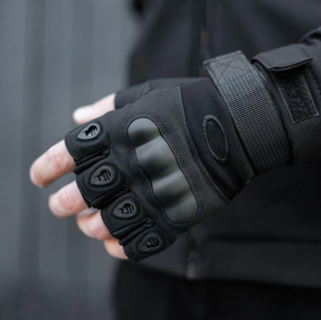 Тактичні рукавиці без пальців Combat XL чорний - изображение 1