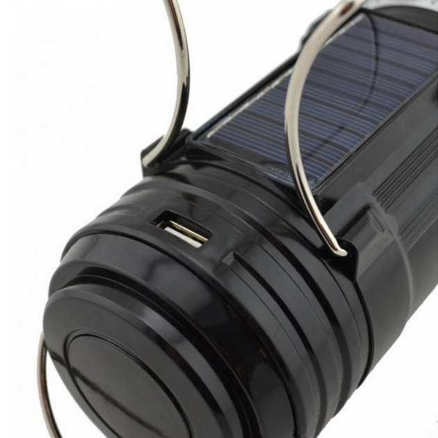 Кемпінговий ліхтар 2в1 на сонячній батареї, 1600мАч, з PowerBank, Чорний, 9699 - Фото 8 Кемпінговий ліхтар 2в1 на сонячній батареї, 1600мАч, з PowerBank, Чорний, 9699 - зображення 8