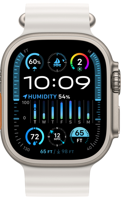Smartwatch Apple Watch Ultra 2 GPS + Cellular 49mm Titanium Case with White Ocean Band (MREJ3) - obraz 2