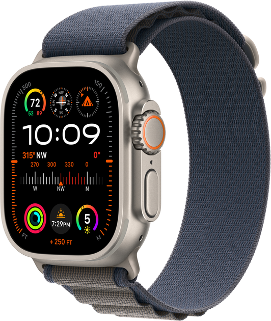 Smartwatch Apple Watch Ultra 2 GPS + Cellular 49mm Titanium Case with Blue Alpine Loop - Small (MREK3) - obraz 1