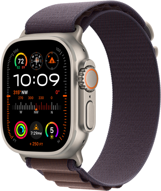 Smartwatch Apple Watch Ultra 2 GPS + Cellular 49mm Titanium Case with Indigo Alpine Loop - Medium (MRET3) - obraz 1