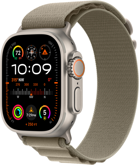 Smartwatch Apple Watch Ultra 2 GPS + Cellular 49mm Titanium Case with Olive Alpine Loop - Small (MREX3) - obraz 1