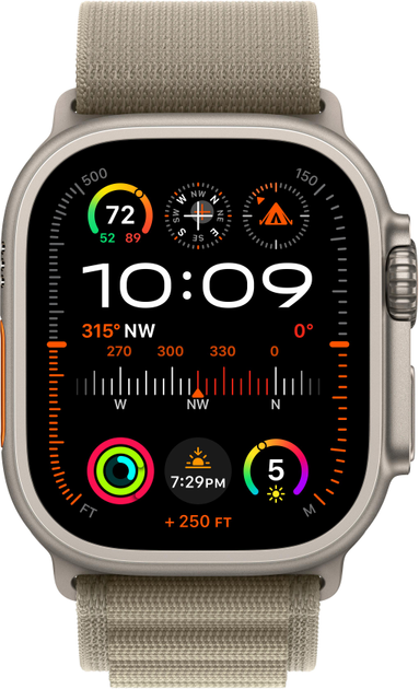 Smartwatch Apple Watch Ultra 2 GPS + Cellular 49mm Titanium Case with Olive Alpine Loop - Medium (MREY3) - obraz 2
