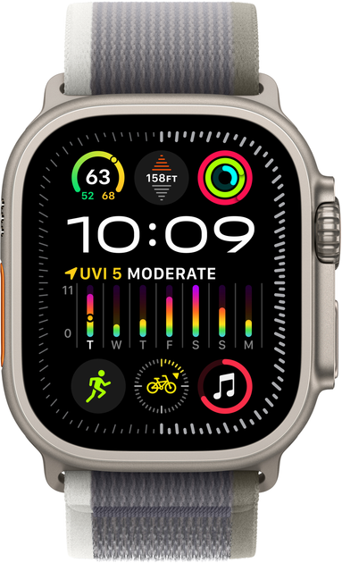 Smartwatch Apple Watch Ultra 2 GPS + Cellular 49mm Titanium Case with Green/Grey Trail Loop - S/M (MRF33) - obraz 2