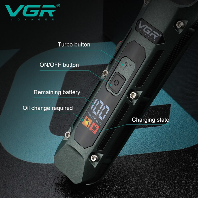 Профессиональная беспроводная машинка для стрижки VGR V-696 триммер для волос, бороды и усов на подставке - изображение 13