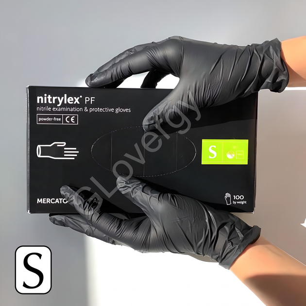 Перчатки нитриловые Nitrylex Black размер S черные 100 шт - изображение 1