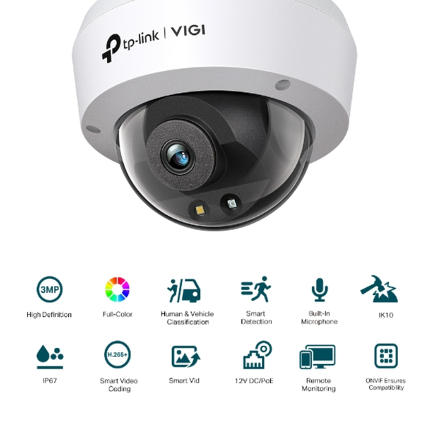 Камера видеонаблюдения TP-LINK VIGI C230 2.8 mm поворотная/купольная Белый - Фото 3 Камера видеонаблюдения TP-LINK VIGI C230 2.8 mm поворотная/купольная Белый - изображение 3