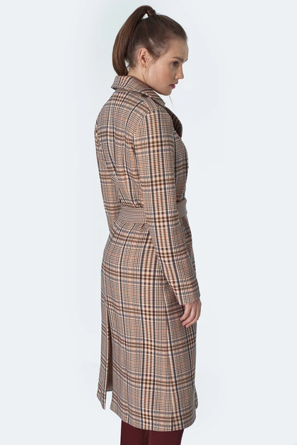 Пальто жіноче Nife Coat PL10 Checkered/Beige 36 Бежеве (5908292711671) - зображення 3