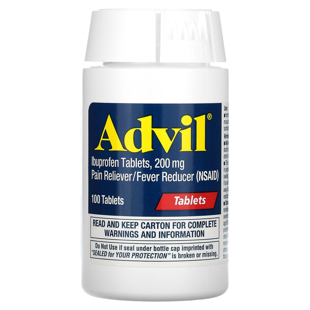 Жаропонижающее и обезболивающее средство, Advil 100 таблеток, покрытых оболочкой - изображение 1