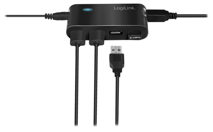USB Hub Logilink na 4 porty USB 2.0 z zasilaczem czarny (4052792004410) - obraz 3