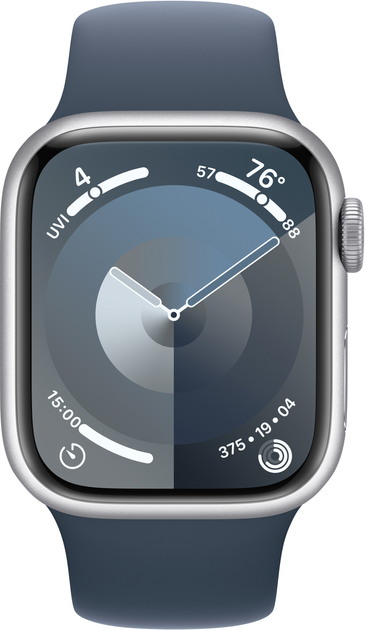 Smartwatch Apple Watch Series 9 GPS + Cellular 41mm Silver Aluminium Case with Storm Blue Sport Band - M/L (MRHW3) - obraz 2