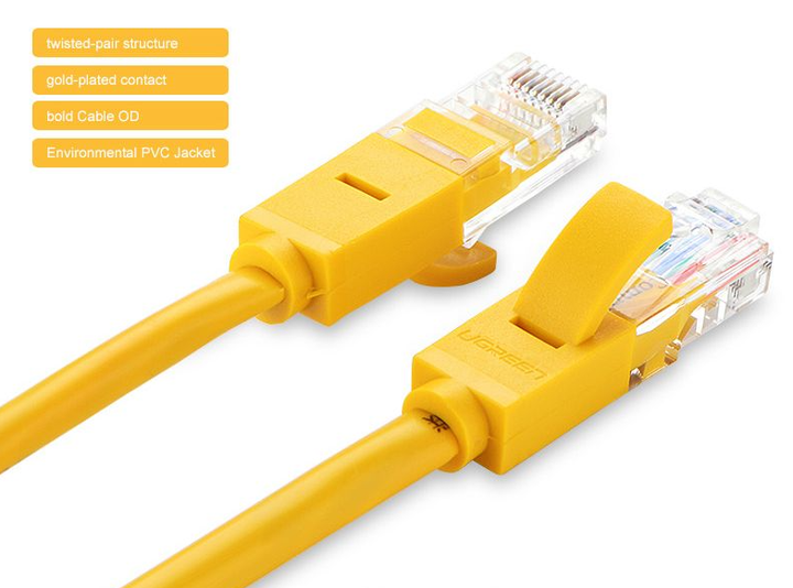Патч корд Ugreen мережевий кабель Cat 5e круглий UTP Lan Cable 5 м Yellow (NW103) - зображення 2