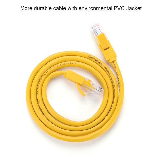 Патч корд Ugreen мережевий кабель Cat 5e круглий UTP Lan Cable 5 м Yellow (NW103) - зображення 4