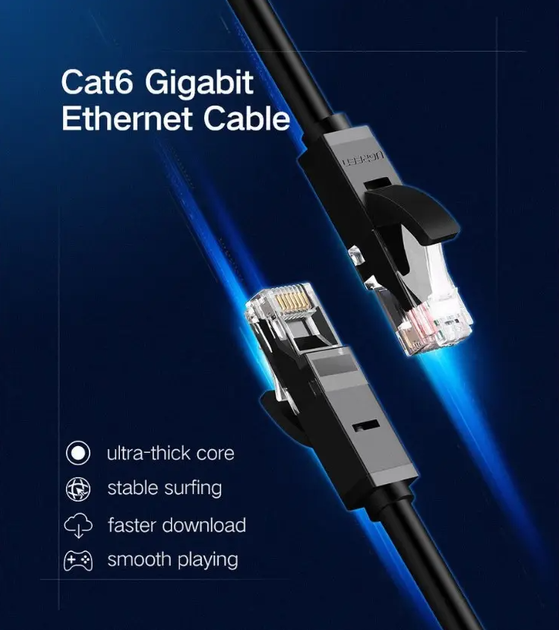 Патч корд Ugreen сетевой кабель 1000 Mбит\с Ethernet RJ45 Cat 6 круглый 2М Black (NW102) 20160 - Фото 2 Патч корд Ugreen сетевой кабель 1000 Mбит\с Ethernet RJ45 Cat 6 круглый 2М Black (NW102) 20160 - изображение 2