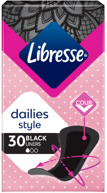 Прокладки гігієнічні щоденні Libresse Dailies Black Чорні 1 крапля 30 шт (7322540919516) - зображення 1