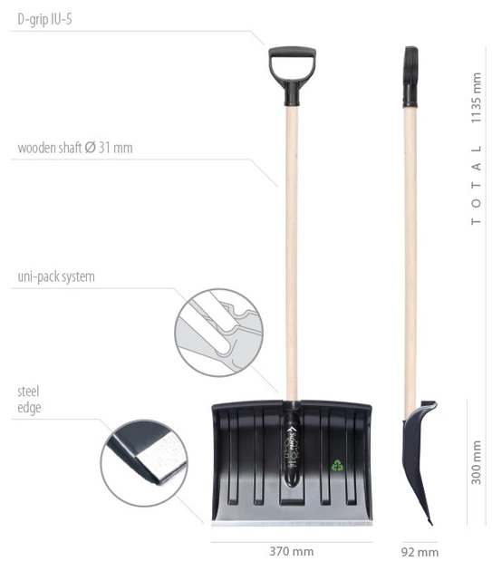 Лопата для уборки снега Prosperplast Practic Eco 37х113.5 см (5905197141312) - изображение 5