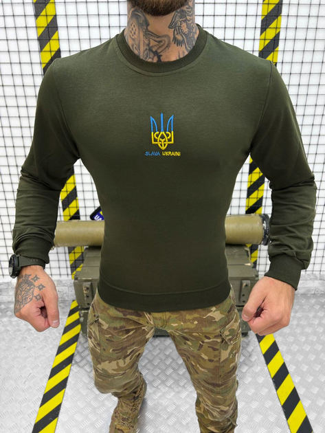 Чоловічий светр олива "Слава Україні" розмір XL - зображення 1