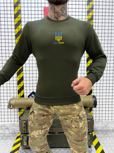 Мужской свитер олива "Слава Украине" размер S - изображение 2