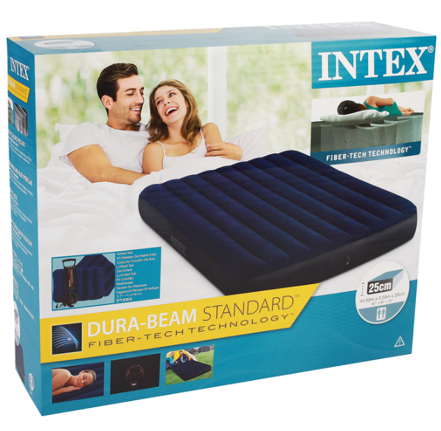 Надувной матрас с подушками и насосом Intex 64765 Интекс 152 х 203 х 25 см Синий - изображение 5
