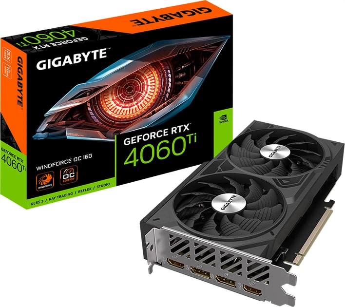 Видеокарта Gigabyte PCI-Ex GeForce RTX 4060 Ti Windforce OC 16GB
