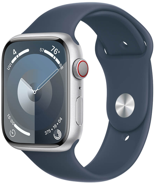Смарт-годинник Apple Watch Series 9 GPS + Cellular 45mm Silver Aluminium Case with Storm Blue Sport Band - M/L (MRMH3) - зображення 1
