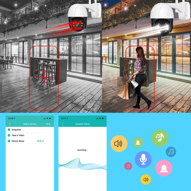 Уличная камера видеонаблюдения WIFI Istil 4Mп, APP iCSee, ночная съёмка, вращение PTZ + Карта памяти 64 Гб - изображение 9