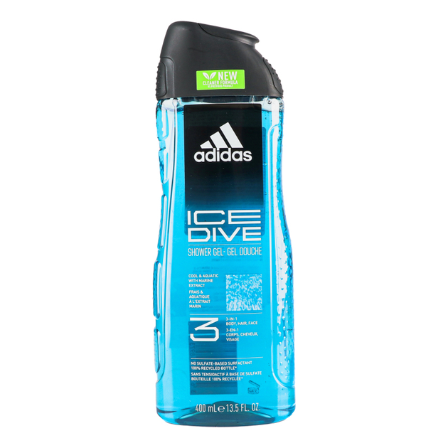 Żel pod prysznic Adidas Ice Dive 3 w 1 dla mężczyzn 400 ml (3616303458973) - obraz 1