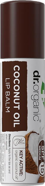 Olejek do ust Dr. Organic Virgin Coconut Oil Lipbalm 5.7 ml (5060176676770) - obraz 1
