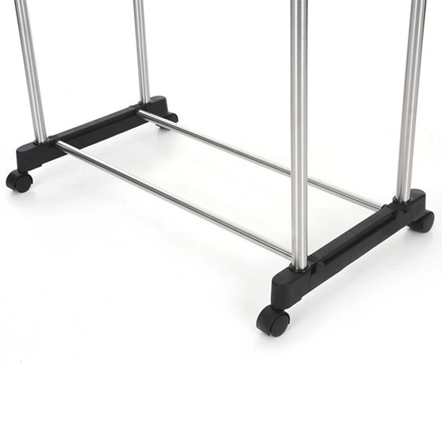 Двойная стойка вешалка для одежды Double Pole телескопическая на колесиках - изображение 3