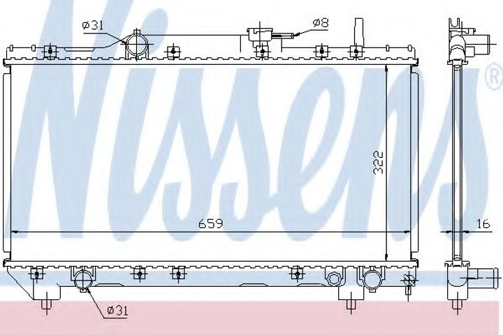 Радіатор TY CARINA E(92-)1.6 i 16V(+)[OE 16400-02160] Nissens (64838A) - зображення 1