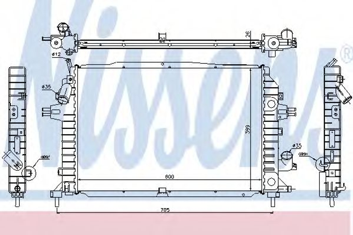 Радіатор OP ASTRA H(04-)1.9 CDTi(+)[OE 1300 275] Nissens (630705) - зображення 1