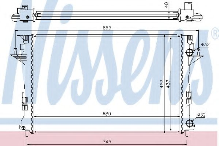 Радиатор RN ESPACE IV(02-)2.2 dCi(+)[OE 82 00 033 729] Nissens (63771) - изображение 1