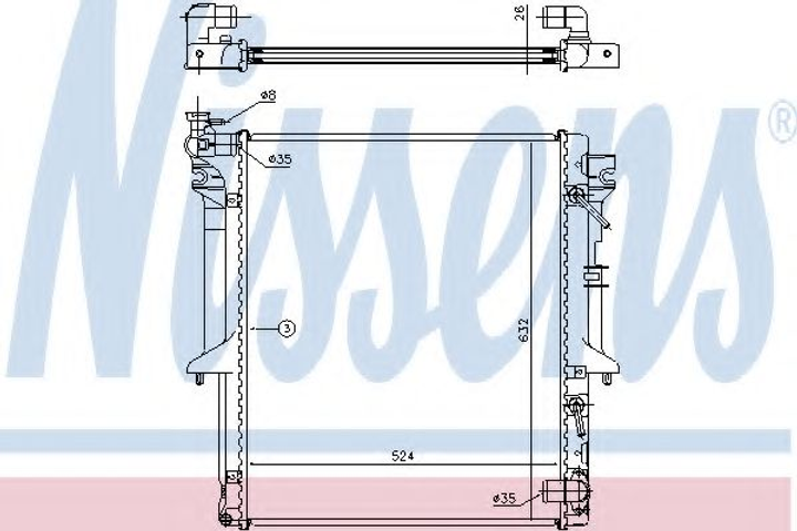 Радіатор MT L 200(06-)2.5 DID(+)[OE 1350A182] Nissens (62896) - зображення 1