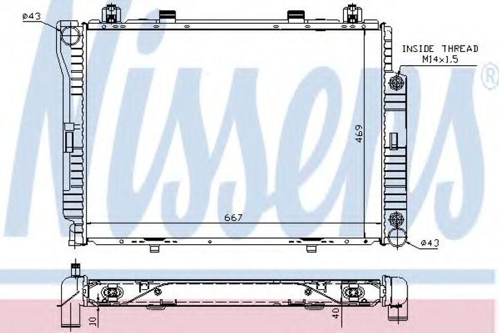 Радіатор MB S W 140(91-)350 SD TD(+)[OE 140 500 13 03] Nissens (62714A) - зображення 1