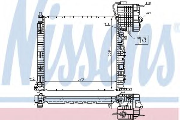 Радіатор MB V W 638(96-)V 200(+)[OE 638 501 19 01] Nissens (62561A) - зображення 1