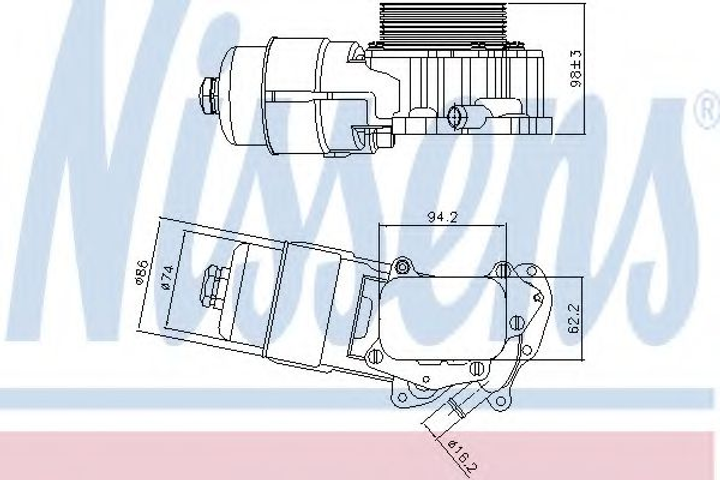 Масл.рад. FD FIESTA V(01-)1.4 TDCi(+)[OE 1103 N9] Nissens (90703) - зображення 1