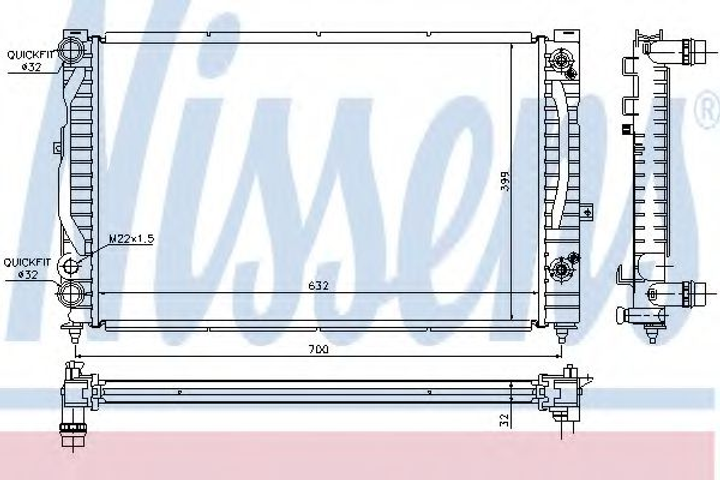 Радиатор AI A 4/S 4(94-)1.6 i(+)[OE 4B0.121.251 AG] Nissens (60229) - изображение 1